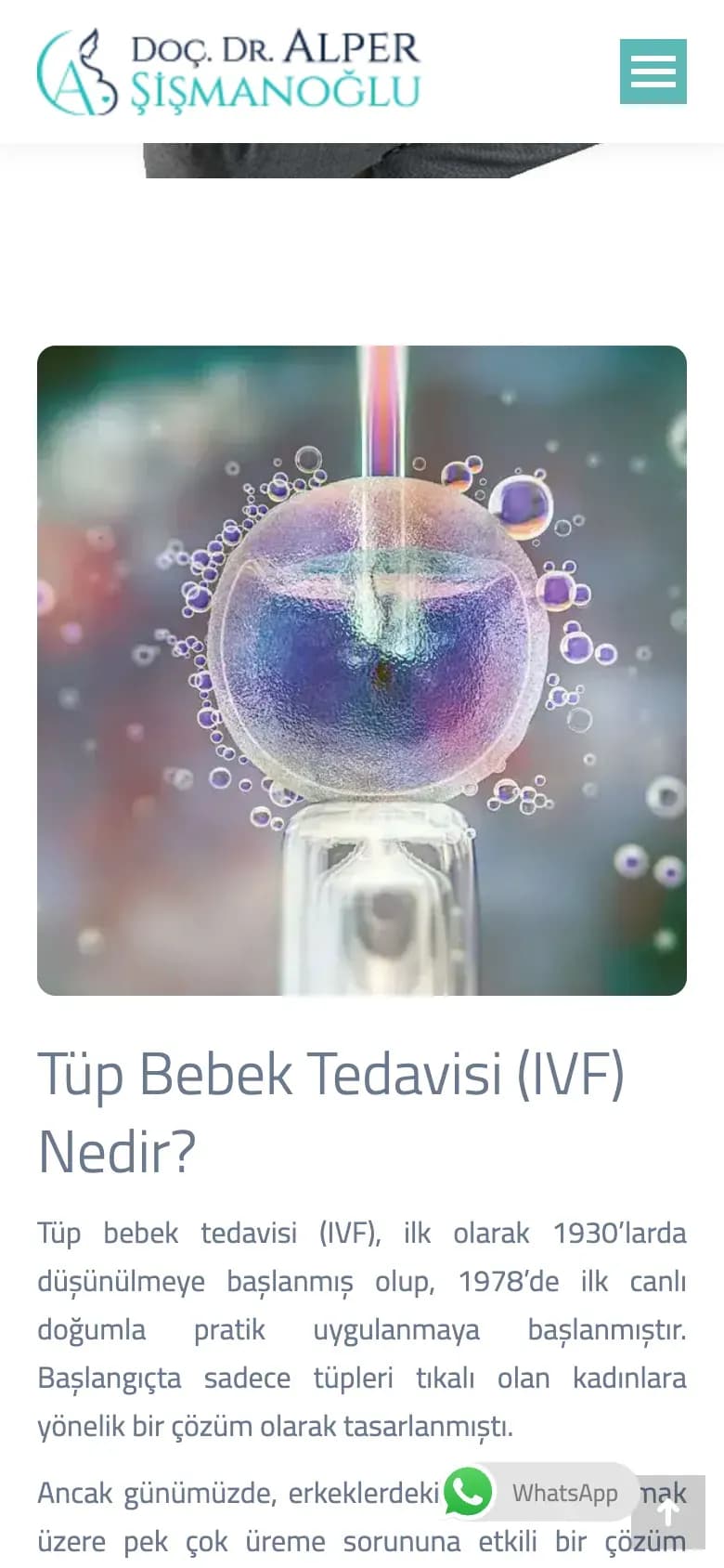 Doç. Dr. Alper Şişmanoğlu web sitesi, telefonda ana sayfanın devamı