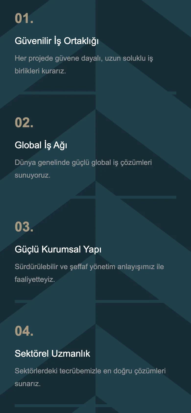 Elka Holding web sitesi, telefonda ana sayfanın devamı