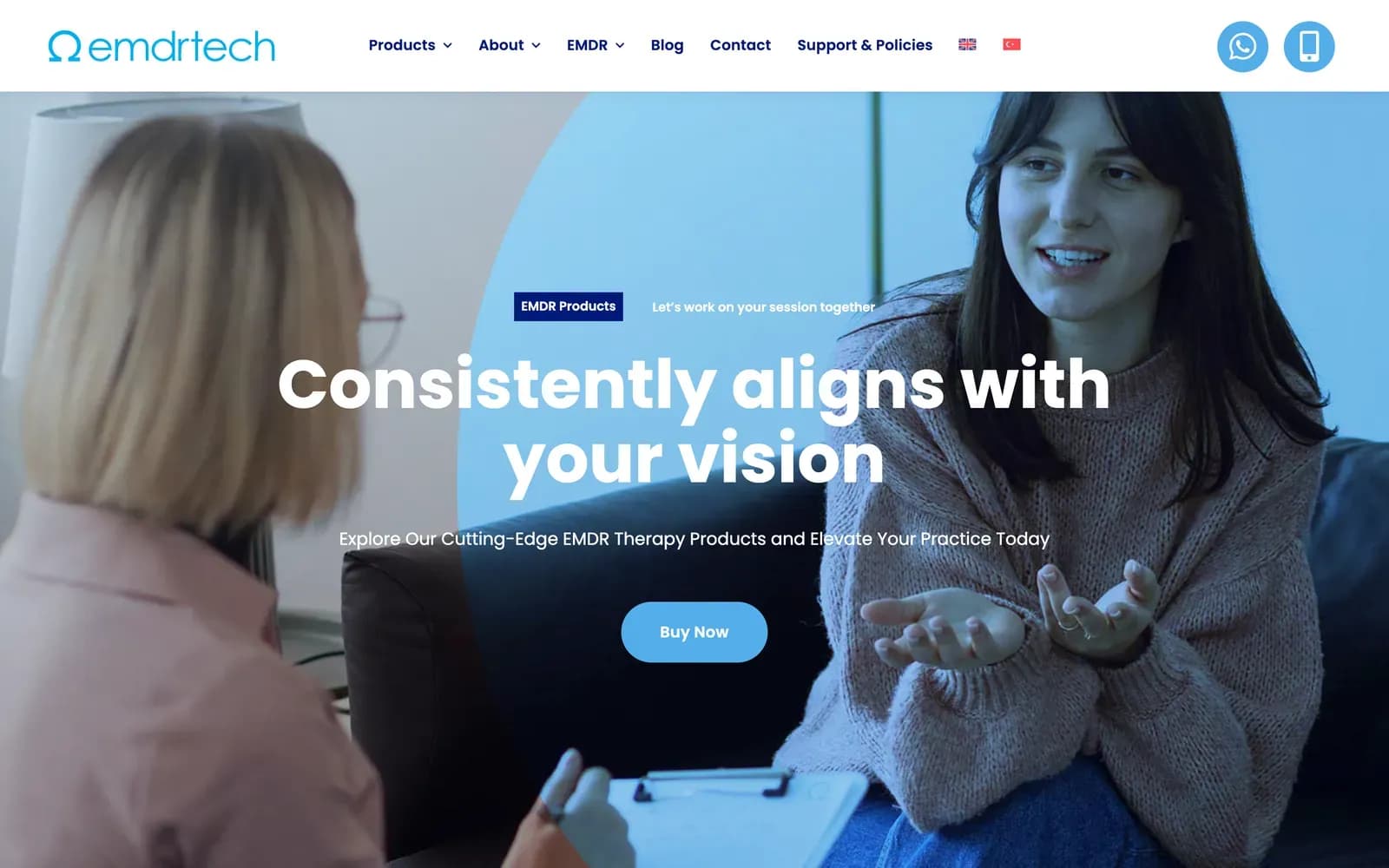 EMDR Tech web sitesi, masaüstünde ilk ekran