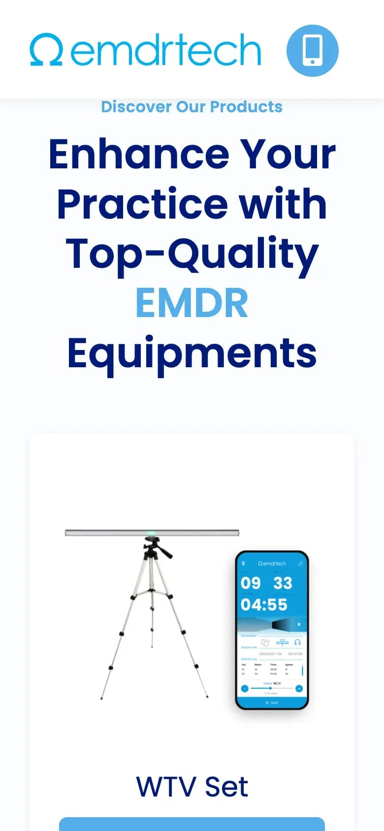 EMDR Tech web sitesi, telefonda ana sayfanın devamı