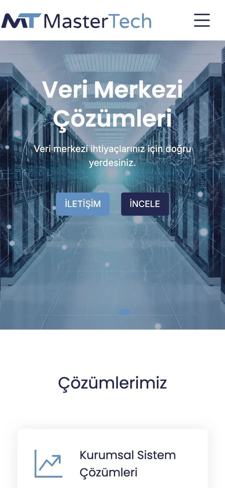 MasterTech web sitesi, telefonda ilk ekran