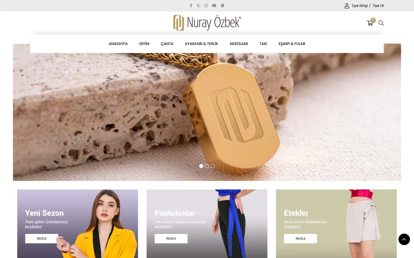 Nuray Özbek web sitesi, masaüstünde ilk ekran