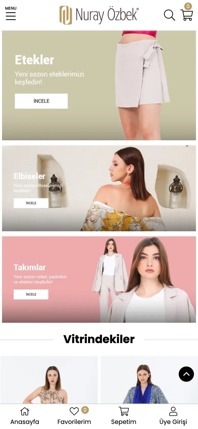 Nuray Özbek web sitesi, telefonda ana sayfanın devamı