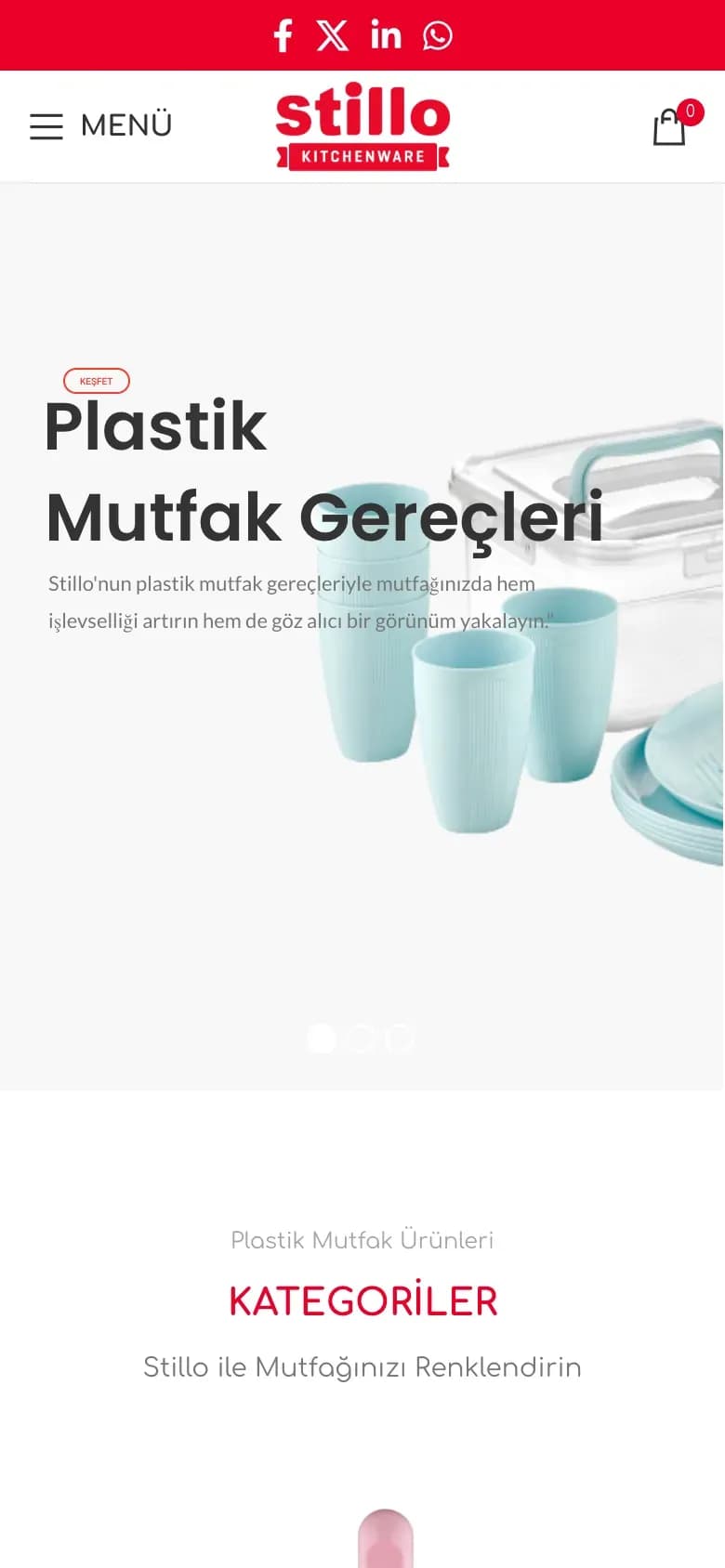 Stillo web sitesi, telefonda ilk ekran