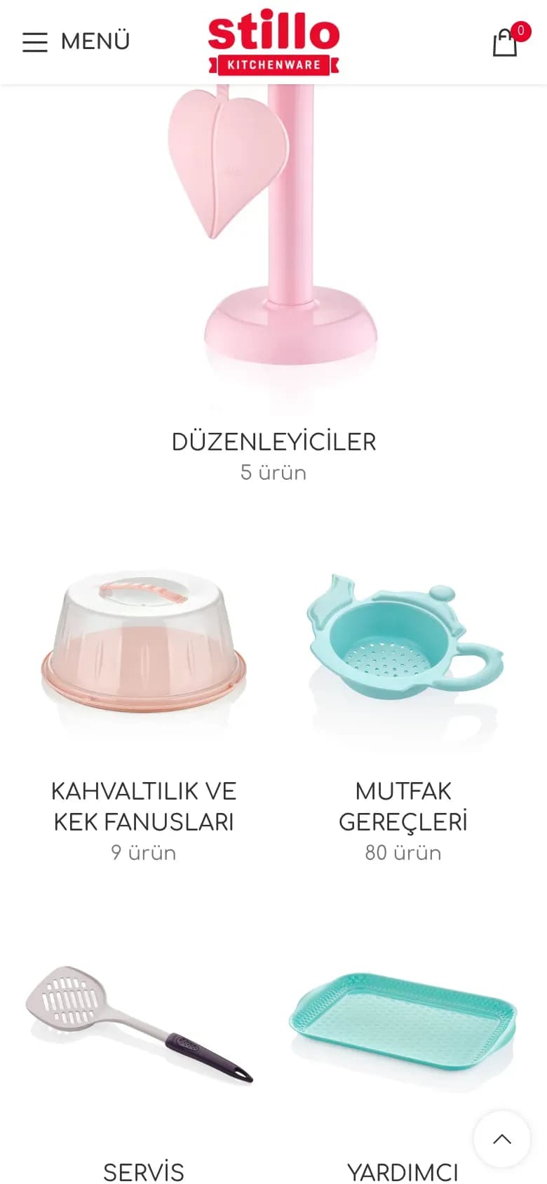 Stillo web sitesi, telefonda ana sayfanın devamı